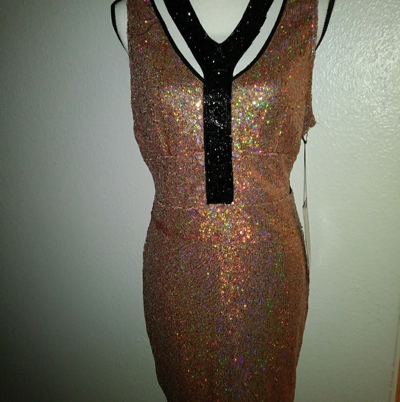 Wow Couture Dresses & Skirts - Rose Gold sequins pencil dress